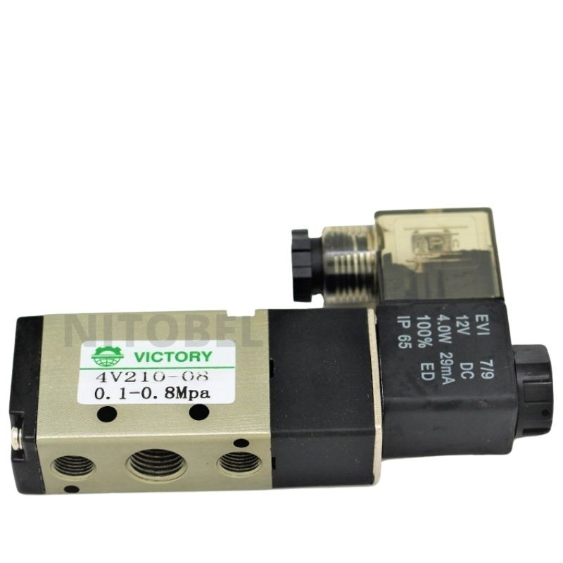 Válvula Selonoide 5/2 vias 12V 1/4"