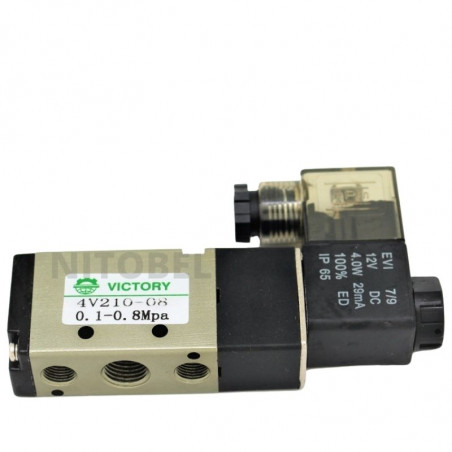 Válvula Selonoide 5/2 vias 12V 1/4"